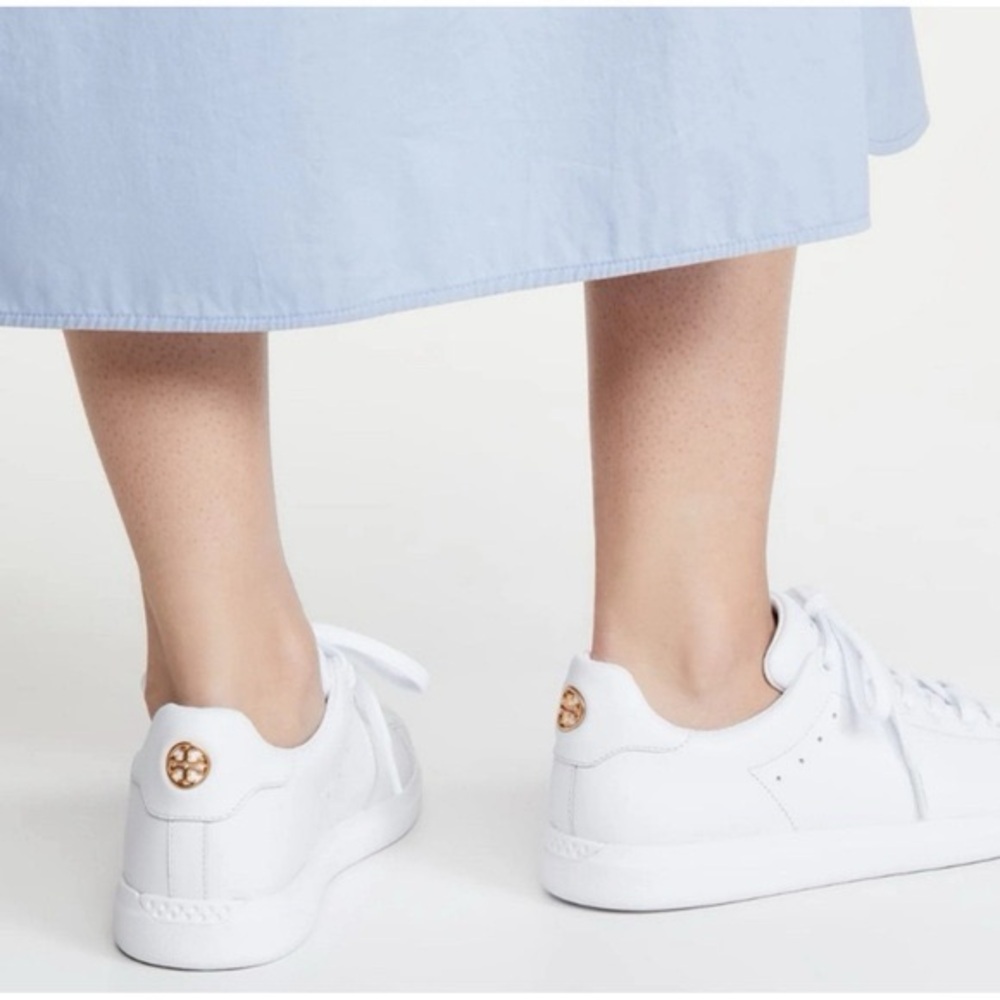 Tory Burch White Leather Sneakers with Minimalist Design